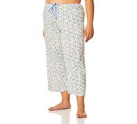 HUE Basic Printed Knit Capri Pajama Sleep Pant, Made with Temperature Control Technology Pantaloni da Pigiama, Bianco/Ghiaccio Margarita, S Donna