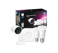 Hue Philips Secure Starter Kit con Telecamera Cablata, 2 Sensori di Contatto, 2 Lampadine E26 White and Color Ambiance, Bridge Centro di Controllo, Conversazione Bidirezionale, Bianco