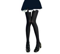 Hueborne Collant Da Donna Con Fiocco In Stile Giapponese Leggings In Nylon Altamente Elastico For L'uso Quotidiano In Campus E Casual(Black)