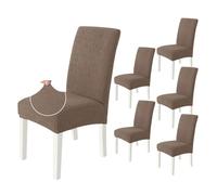 Hueborne Coprisedie da Pranzo, Confezione da 6, Tessuto Jacquard Morbido, Elasticizzato, Adatto A Tutte Le Sedie, Lavabile in Lavatrice, Grigio Chiaro, Ideale for Banchetti E Casa(Brown,6)