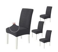 Hueborne Coprisedie da Pranzo, Confezione da 6, Tessuto Jacquard Morbido, Elasticizzato, Adatto A Tutte Le Sedie, Lavabile in Lavatrice, Grigio Chiaro, Ideale for Banchetti E Casa(Dark Gray,4)