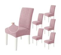 Hueborne Coprisedie da Pranzo, Confezione da 6, Tessuto Jacquard Morbido, Elasticizzato, Adatto A Tutte Le Sedie, Lavabile in Lavatrice, Grigio Chiaro, Ideale for Banchetti E Casa(Pink,6)