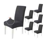 Hueborne Coprisedie da Pranzo, Confezione da 6, Tessuto Jacquard Morbido, Elasticizzato, Adatto A Tutte Le Sedie, Lavabile in Lavatrice, Grigio Chiaro, Ideale for Banchetti E Casa(Dark Gray,6)