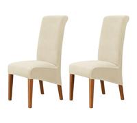 Hueborne Coprisedie da Pranzo in Velluto Due Pezzi - Stile Parsons con Schienale Alto, Lavabili in Lavatrice, Disponibili in più Colori, Adatte for L'arredamento della Casa E del Soggiorno(Beige)