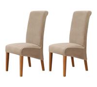 Hueborne Coprisedie da Pranzo in Velluto Due Pezzi - Stile Parsons con Schienale Alto, Lavabili in Lavatrice, Disponibili in più Colori, Adatte for L'arredamento della Casa E del Soggiorno(Tan)