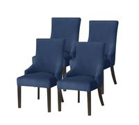 Hueborne Coprisedie Elastici con Schienale Ad Ala, Confezione da 6: Coprisedie Elastici in Velluto, Adatti for Ristoranti E Sale for Banchetti, Copripoltrona Lavabili in Lavatrice.(Navy Blue,4PC)