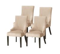 Hueborne Coprisedie Elastici con Schienale Ad Ala, Confezione da 6: Coprisedie Elastici in Velluto, Adatti for Ristoranti E Sale for Banchetti, Copripoltrona Lavabili in Lavatrice.(Beige Gray,4PC)