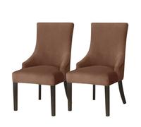 Hueborne Coprisedie Elastici con Schienale Ad Ala, Confezione da 6: Coprisedie Elastici in Velluto, Adatti for Ristoranti E Sale for Banchetti, Copripoltrona Lavabili in Lavatrice.(Dark Curry,2PC)