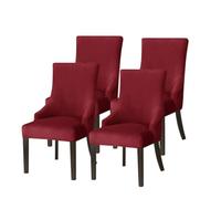 Hueborne Coprisedie Elastici con Schienale Ad Ala, Confezione da 6: Coprisedie Elastici in Velluto, Adatti for Ristoranti E Sale for Banchetti, Copripoltrona Lavabili in Lavatrice.(Red,4PC)