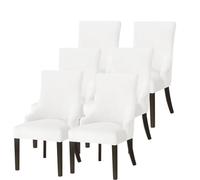 Hueborne Coprisedie Elastici con Schienale Ad Ala, Confezione da 6: Coprisedie Elastici in Velluto, Adatti for Ristoranti E Sale for Banchetti, Copripoltrona Lavabili in Lavatrice.(White,6PC)