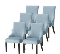 Hueborne Coprisedie Elastici con Schienale Ad Ala, Confezione da 6: Coprisedie Elastici in Velluto, Adatti for Ristoranti E Sale for Banchetti, Copripoltrona Lavabili in Lavatrice.(Light Blue,6PC)