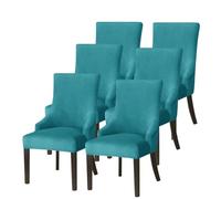 Hueborne Coprisedie Elastici con Schienale Ad Ala, Confezione da 6: Coprisedie Elastici in Velluto, Adatti for Ristoranti E Sale for Banchetti, Copripoltrona Lavabili in Lavatrice.(Dark Blue,6PC)