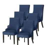 Hueborne Coprisedie Elastici con Schienale Ad Ala, Confezione da 6: Coprisedie Elastici in Velluto, Adatti for Ristoranti E Sale for Banchetti, Copripoltrona Lavabili in Lavatrice.(Navy Blue,6PC)