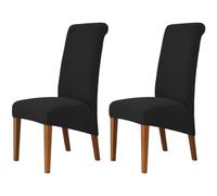 Hueborne Coprisedie Elasticizzate Premium Jacquard - Elegante Stile Parsons con Schienale Alto for L'arredamento della Sala da Pranzo E del Soggiorno(Black)