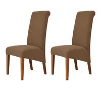 Hueborne Coprisedie Elasticizzate Premium Jacquard - Elegante Stile Parsons con Schienale Alto for L'arredamento della Sala da Pranzo E del Soggiorno(Coffee)