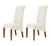 Hueborne Coprisedie Elasticizzate Premium Jacquard - Elegante Stile Parsons con Schienale Alto for L'arredamento della Sala da Pranzo E del Soggiorno(White)