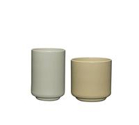 Hübsch Deux Potte Set da 2 Verde Chiaro/ Sabbia