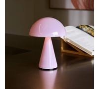 HÜBSCH lampada da tavolo LED ricaricabile Mush, rosa, altezza 20 cm Hübsch