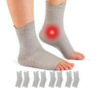 HUEGLO 4 paia di cavigliere ortopediche a compressione, neuropatia, cavigliere, artrite, tendine d'Achille, fascite plantare, caviglie, sport, fascite plantare, grigio., M