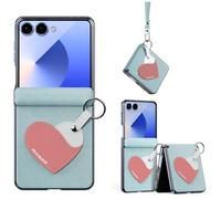 Hülle Custodia per Flip7 Cover Pattern Pelle + Hinge + Strap + Metal Ring,Slim Bumper Case per Samsung Galaxy Z Flip7(1)