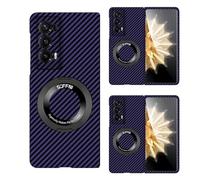 Hülle Custodia per Magic V2 Cover Fibra Carbonio Wireless Charging + Rotating Ring Bracket,Curved Surface Sottile Custodie Bumper Case per Honor Magic V2(6)