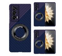 Hülle Custodia per Magic V2 Cover Fibra Carbonio Wireless Charging + Rotating Ring Bracket,Curved Surface Sottile Custodie Bumper Case per Honor Magic V2(3)