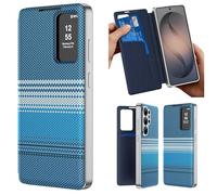 Hülle Custodia per S24 Ultra Cover Smart View Window Wallet Case + Textured Leather,Folio Shell per Samsung Galaxy S24 Ultra(2)