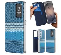 Hülle Custodia per S25 Edge Cover Smart View Window Wallet Case + Textured Leather,Folio Shell per Samsung Galaxy S25 Edge(4)