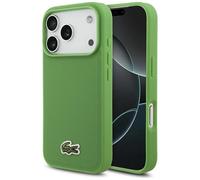 CG MOBILE Lacoste Iconic Petit Pique Woven Logo compatibile con MagSafe Custodia per iPhone 17 Pro (Verde)