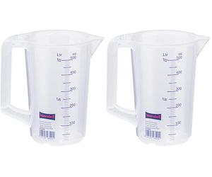 hünersdorff Caraffa graduata da 500 ml, PP, 2 scale Manico aperto, trasparente, impilabile (Confezione da 2)