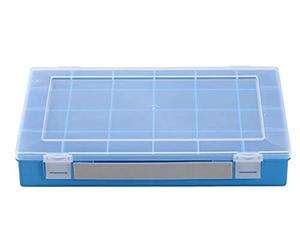 hünersdorff Cassetta a scomparti PP CLASSIC, 24 scomparti 225x335x55 mm, colore blu, con manico per il trasporto