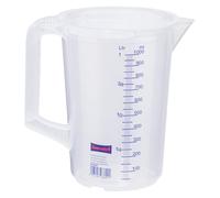 Hünersdorff misurino 1L con coperchio, polipropilene (PP) infrangibile e resistente agli alimenti, manico chiuso, 2 scale, trasparente