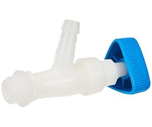 Hünersdorff | Valvola ad angolo, per tanica con filettatura larga 22 mm | Connettore per beccucci da 13 mm o 1/2" | naturale/blu