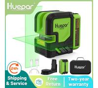 Huepar 2 linee Livello laser Raggio verde Linea trasversale Batteria ricaricabile agli ioni di litio autolivellante Strumenti laser con modalità impulso e staffa