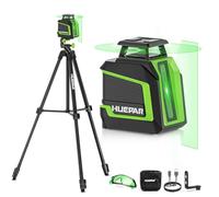 Huepar 360° Livella laser verde con treppiede da 150 cm | Modalità a impulsi | 3 regolazioni della luminosità | Batteria ricaricabile agli ioni di litio | Ideale per progetti fai da te in interni