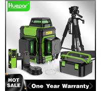 Huepar 3D 12 linee a croce livello laser autolivellante strumento di allineamento del raggio verde esterno con batteria agli ioni di litio e custodia rigida