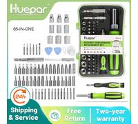 Huepar 65-in-1 Cacciavite precion Riparazione Kit cricchetto Utensile manuale Intaglio/Phillips/Torx e più punte per PC/Telefono/Camera SD-65