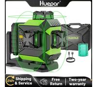 Huepar 703CG 360° Cross Line Laser Level 12 Lines Self-leveling 3D Green Beam Level Pulse Mode Adjust Bright Alignment Tools