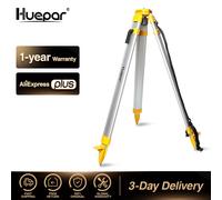 Huepar di Alluminio 1.65m/65 "Professionale Heavy Duty Tripod Testa Piatta Contraente Treppiede Per Livello Ottico Automatico e laser rotante Oro