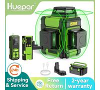 Huepar HM03CG Livello laser Raggio verde 12 linee Strumenti autolivellanti a linee incrociate con telemetro, rilevatore e custodia rigida per il trasporto