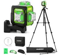 Huepar Livella Laser Verde 3D 3x360° Autolivellante, Precisione ±3mm, 40m(70m con Ricevitore), Compatta Livello Laser con 152cm Treppiede, Ideale per Lavori in Spazi Stretti, Controsoffitti, USB-C