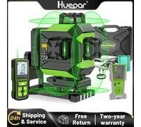 Huepar Livello laser 4D a 16 linee con rilevatore laser e telemetro Regola gli strumenti laser per pavimenti con piastrelle a linee incrociate autolivellanti luminose