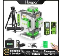 Huepar Livello laser 4D a 16 linee con treppiede ricevitore e telemetro Precisione ±2 mm Strumenti di allineamento laser a linee incrociate autolivellanti ZK04CG-L Set
