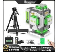 Huepar Livello laser 4D a 16 linee con treppiede Strumenti laser a linee incrociate autolivellanti verdi ad alta precisione ±2mm/10m con telecomando