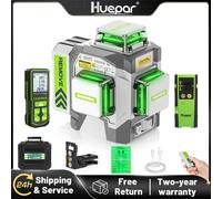 Huepar Livello laser a 12 linee ad alta precisione con rilevatore Telemetro Strumenti Lazer autolivellanti a linee incrociate 3D con batteria agli ioni di litio 3D Laser level set
