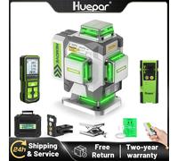 Huepar Livello laser a 16 linee ad alta precisione con telemetro rilevatore Precisione ±2 mm Strumenti laser a linee incrociate autolivellanti verdi 4D