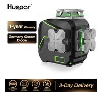 Huepar Livello laser a croce a 8 linee Raggio verde Strumenti di livello manuale autolivellanti con copertura in metallo e caricatore USB/Batteria agli ioni di litio a secco
