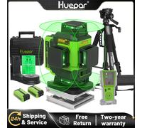 Huepar LS04CG Set livello Laser a 16 linee con rilevatore e treppiede strumento da pavimento per piastrellatura a linea incrociata 4D, due batterie agli ioni di litio e custodia rigida