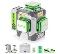 Huepar Pro livella laser autolivellante 360, livello laser Verde professionale Altamente Preciso con Batteria Ricaricabile agli Ioni di Litio da 8000mAh, Supporto Multifunzione e Custodia Rigida