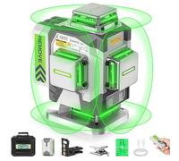Huepar Pro Livella laser autolivellante 4 x 360 ° strumento di livello laser ad alta precisione, laser a livello verde 4D per costruzione, batteria ricaricabile agli ioni di litio da 8000 mAh,